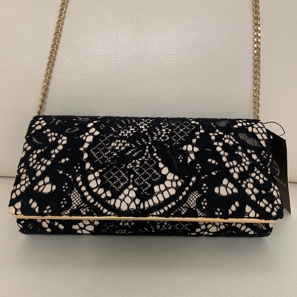 Giani Bernini Lace Clutch Bag In Black/Beige - Picture 1 of 5